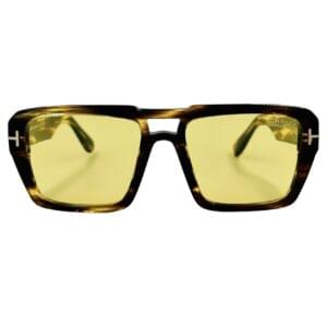 gafas monturas sol tom ford redford tf1153 acetato cuadrado rectangular grande doble puente marrón carey amarillo optica hermo