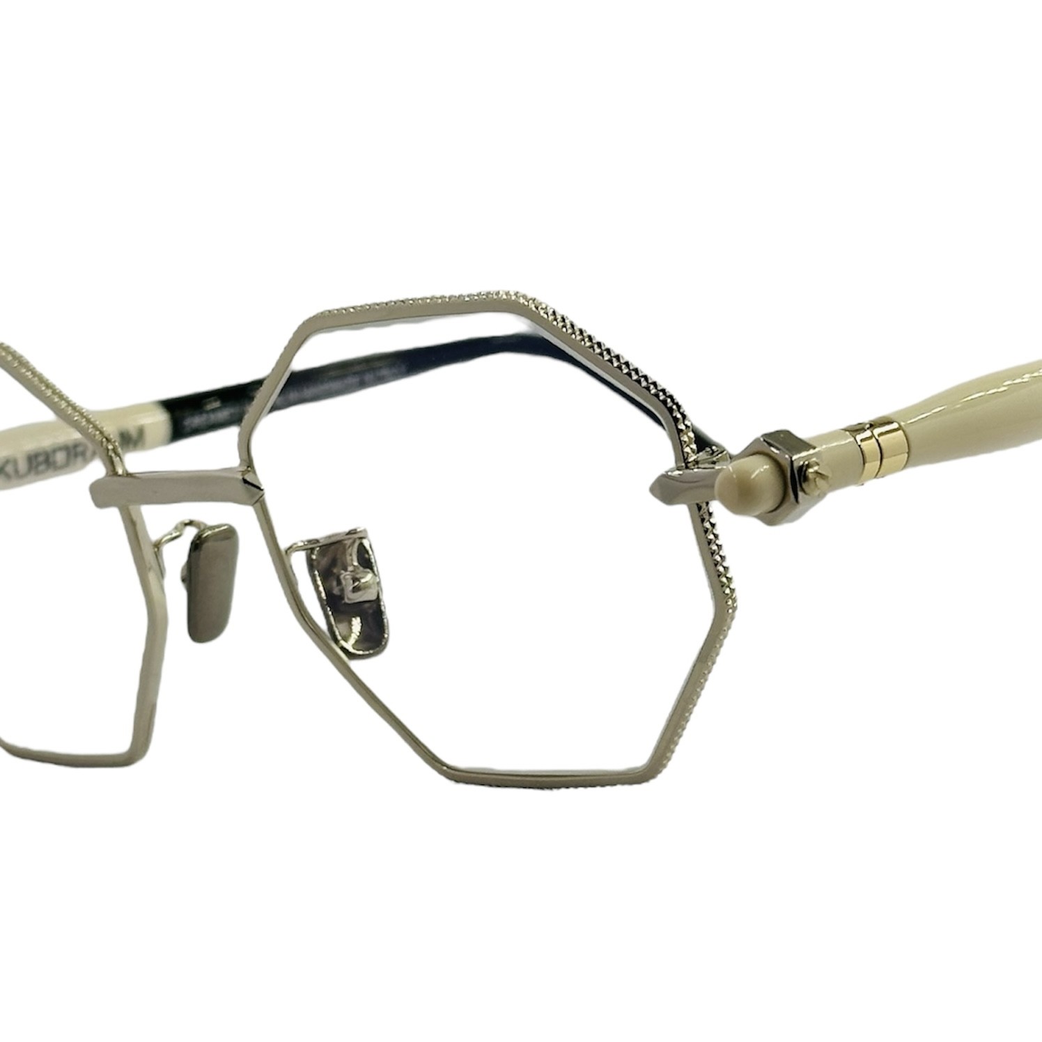 KUBORAUMMASKEP74LGC3 gafas monturas graduado hexagonal metal acetato plata negro blanco roto kuboraum maske p74 optica hermo optica diagonal optica toscana optica granvia vytria