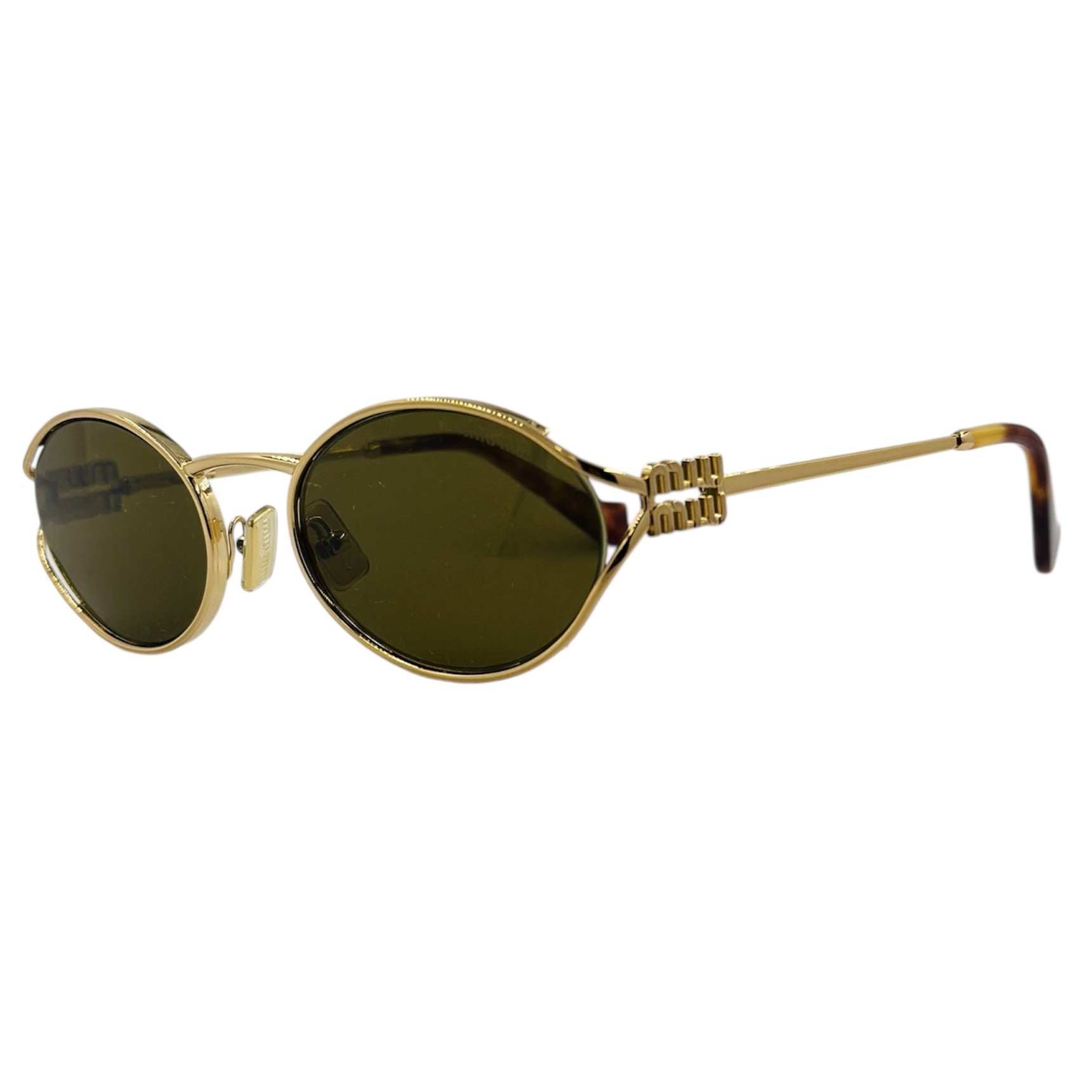 MIUMIUSMU52Y7OE-01T2 gafas monturas sol mium iu smu52y ovalado redondo dorado marron uniforme optica hermo optica diagonal optica toscana optica gran via vytria